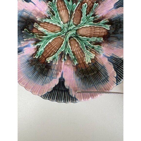 Antique Etruscan Majolica Seaweed Shell Design Plate 6” Collector Gift NOTE Holi - Picture 8 of 16